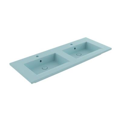 Bocchi Milano Çift Gözlü Lavabo 120 cm Mat Buz Mavi 1111-029-0126 - BOCCHI