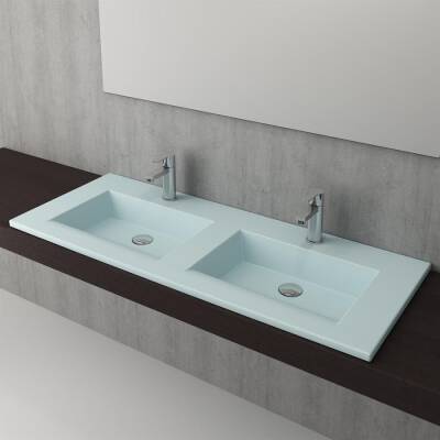 Bocchi Milano Çift Gözlü Lavabo 120 cm Mat Buz Mavi 1111-029-0126 - BOCCHI (1)