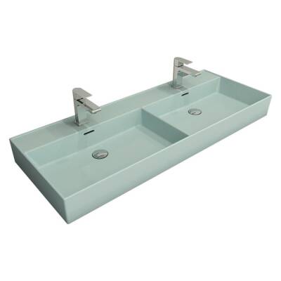Bocchi Milano Çift Gözlü Lavabo 120 cm Mat Buz Mavi 1393-029-0132 - BOCCHI