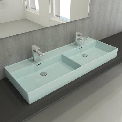 Bocchi Milano Çift Gözlü Lavabo 120 cm Mat Buz Mavi 1393-029-0132 - BOCCHI (1)