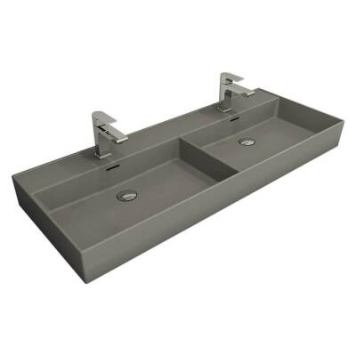 Bocchi Milano Çift Gözlü Lavabo 120 cm Mat Gri 1393-006-0132 - BOCCHI