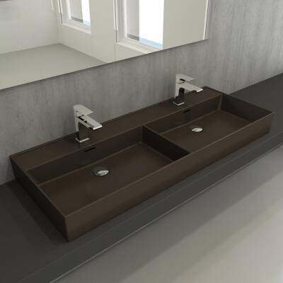Bocchi Milano Çift Gözlü Lavabo 120 cm Mat Kahve 1393-025-0132 - BOCCHI (1)