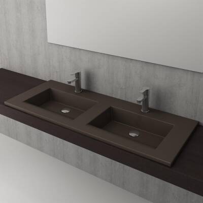 Bocchi Milano Çift Gözlü Lavabo 120 cm Mat Kahverengi 1111-025-0126 - BOCCHI (1)