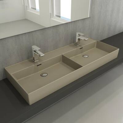 Bocchi Milano Çift Gözlü Lavabo 120 cm Mat Kaşmir 1393-011-0132 - BOCCHI (1)