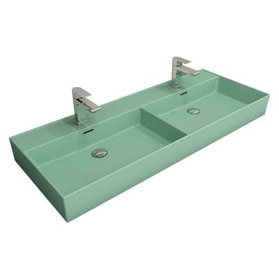 Bocchi Milano Çift Gözlü Lavabo 120 cm Mat Mint Yeşil 1393-033-0132 - BOCCHI