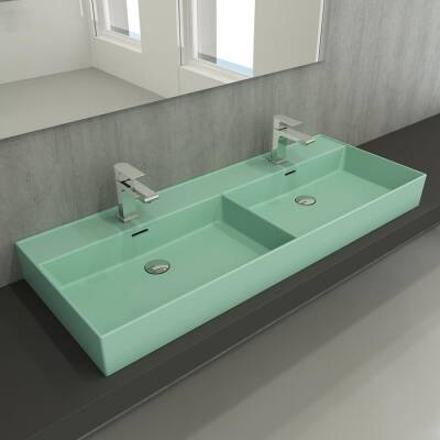 Bocchi Milano Çift Gözlü Lavabo 120 cm Mat Mint Yeşil 1393-033-0132 - BOCCHI (1)