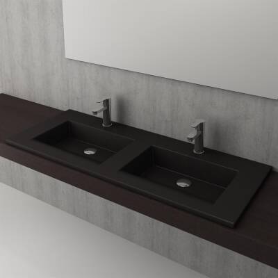 Bocchi Milano Çift Gözlü Lavabo 120 cm Mat Siyah 1111-004-0126 - BOCCHI (1)