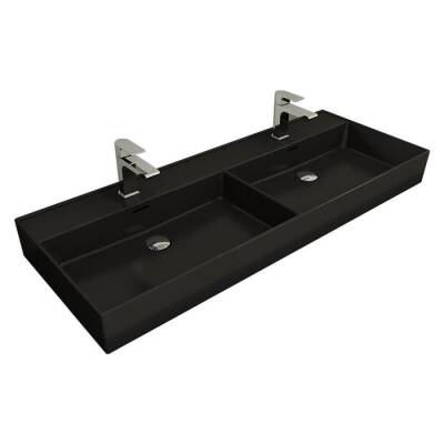 Bocchi Milano Çift Gözlü Lavabo 120 cm Mat Siyah 1393-004-0132 - BOCCHI