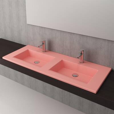 Bocchi Milano Çift Gözlü Lavabo 120 cm Mat Somon 1111-032-0126 - BOCCHI (1)