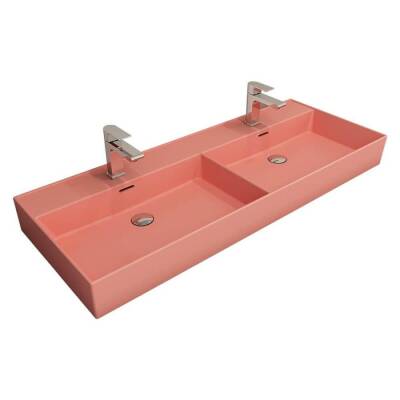 Bocchi Milano Çift Gözlü Lavabo 120 cm Mat Somon 1393-032-0132 - BOCCHI