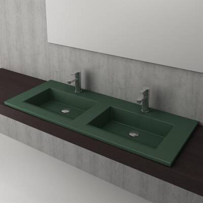 Bocchi Milano Çift Gözlü Lavabo 120 cm Mat Yeşil 1111-027-0126 - BOCCHI (1)