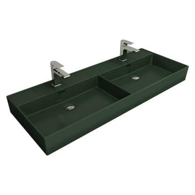 Bocchi Milano Çift Gözlü Lavabo 120 cm Mat Yeşil 1393-027-0132 - BOCCHI