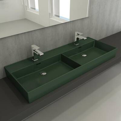 Bocchi Milano Çift Gözlü Lavabo 120 cm Mat Yeşil 1393-027-0132 - BOCCHI (1)