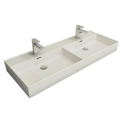 Bocchi Milano Çift Gözlü Lavabo 120 cm Parlak Beyaz 1393-001-0132 - BOCCHI