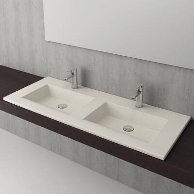 Bocchi Milano Çift Gözlü Lavabo 120 cm Parlak Bisküvi 1111-014-0126 - BOCCHI (1)