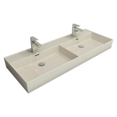 Bocchi Milano Çift Gözlü Lavabo 120 cm Parlak Bisküvi 1393-014-0132 - BOCCHI