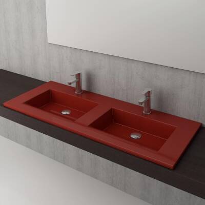 Bocchi Milano Çift Gözlü Lavabo 120 cm Parlak Kırmızı 1111-019-0126 - BOCCHI (1)
