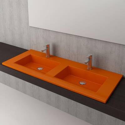 Bocchi Milano Çift Gözlü Lavabo 120 cm Parlak Turuncu 1111-012-0126 - BOCCHI (1)