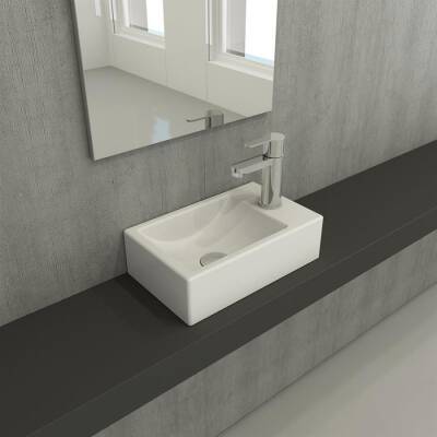 Bocchi Milano Dar Sağ Lavabo 37 Cm Mat Beyaz 1419-002-0126 - BOCCHI (1)