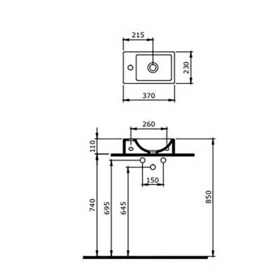 Bocchi Milano Dar Sağ Lavabo 37 cm Parlak Mandalina Sarısı - BOCCHI (1)