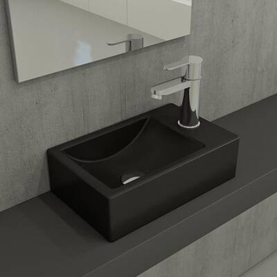 Bocchi Milano Dar Sağ Lavabo Mat Siyah 1419-004-0126 - BOCCHI (1)