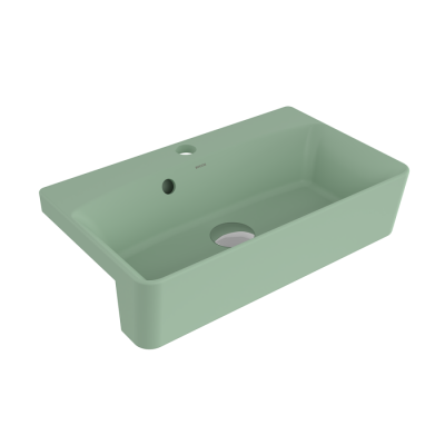 Bocchi Milano Dar Yarım Tezgah Lavabo 50x30 cm Mat Mint Yeşil - BOCCHI