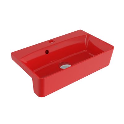 Bocchi Milano Dar Yarım Tezgah Lavabo 50x30 cm Parlak Kırmızı - BOCCHI