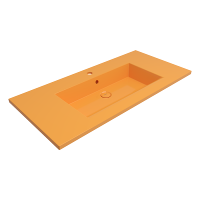 Bocchi Milano Etajerli Lavabo 100 cm Parlak Mandalina Sarısı - BOCCHI