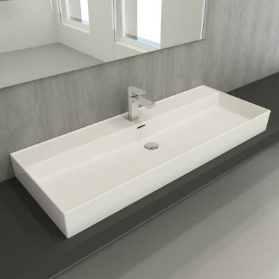 Bocchi Milano Etajerli Lavabo 120 cm Parlak Beyaz 1394-001-0126 - BOCCHI (1)