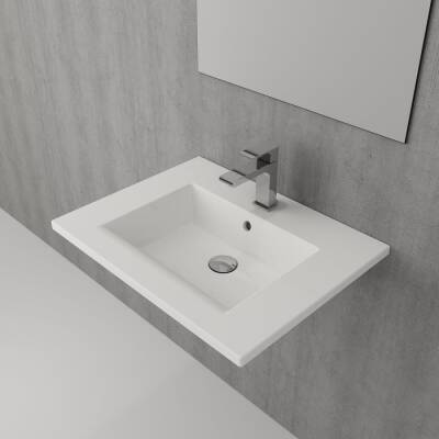 Bocchi Milano Etajerli Lavabo 60 cm Parlak Beyaz 1161-001-0126 - BOCCHI (1)