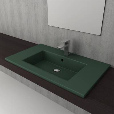 Bocchi Milano Etajerli Lavabo 80 cm Mat Yeşil 1113-027-0126 - BOCCHI (1)