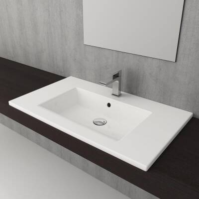 Bocchi Milano Etajerli Lavabo 80 cm Parlak Beyaz 1113-001-0126 - BOCCHI (2)
