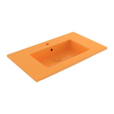 Bocchi Milano Etajerli Lavabo 80 cm Parlak Mandalina Sarısı - BOCCHI