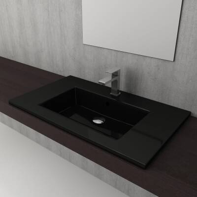 Bocchi Milano Etajerli Lavabo 80 cm Parlak Siyah 1113-005-0126 - BOCCHI (1)