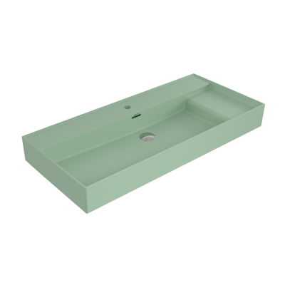 Bocchi Milano Sağdan Etajerli Lavabo 100 cm Mat Mint Yeşil - BOCCHI