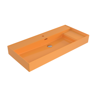 Bocchi Milano Sağdan Etajerli Lavabo 100 cm P. Mandalina Sarısı - BOCCHI