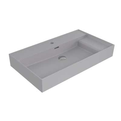 Bocchi Milano Sağdan Etajerli Lavabo 80 cm Mat Gri - BOCCHI