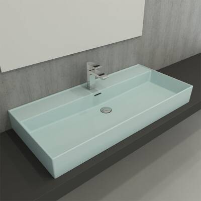 Bocchi Milano Tezgah Üstü Lavabo 100 cm Mat Buz Mavi 1378-029-0126 - BOCCHI (1)