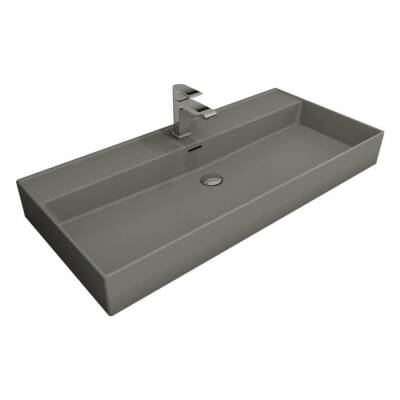 Bocchi Milano Tezgah Üstü Lavabo 100 cm Mat Gri 1378-006-0126 - BOCCHI