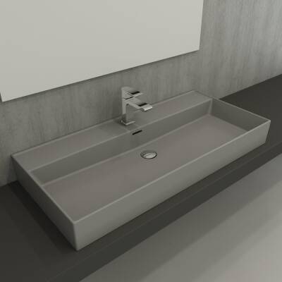 Bocchi Milano Tezgah Üstü Lavabo 100 cm Mat Gri 1378-006-0126 - BOCCHI (1)