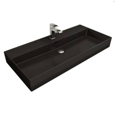 Bocchi Milano Tezgah Üstü Lavabo 100 cm Mat Siyah 1378-004-0126 - BOCCHI