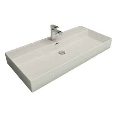 Bocchi Milano Tezgah Üstü Lavabo 100 cm Parlak Beyaz 1378-001-0126 - BOCCHI