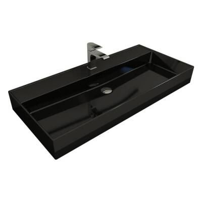 Bocchi Milano Tezgah Üstü Lavabo 100 cm Parlak Siyah 1378-005-0126 - BOCCHI