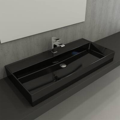 Bocchi Milano Tezgah Üstü Lavabo 100 cm Parlak Siyah 1378-005-0126 - BOCCHI (1)