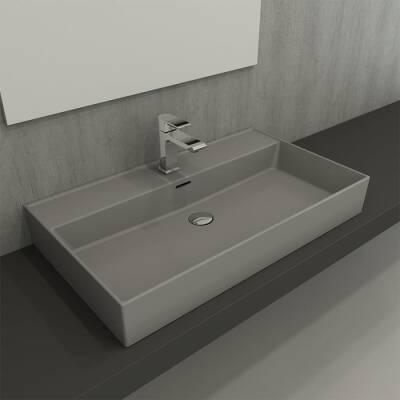 Bocchi Milano Tezgah Üstü Lavabo 80 cm Mat Gri 1377-006-0126 - BOCCHI (1)