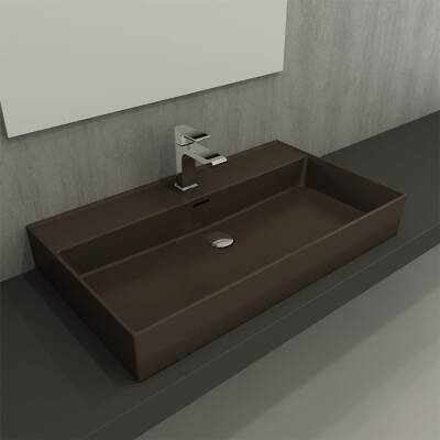 Bocchi Milano Tezgah Üstü Lavabo 80 cm Mat Kahverengi 1377-025-0126 - BOCCHI (1)