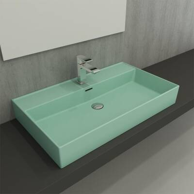 Bocchi Milano Tezgah Üstü Lavabo 80 cm Mat Mint Yeşil 1377-033-0126 - BOCCHI (1)