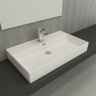 Bocchi Milano Tezgah Üstü Lavabo 80 cm Parlak Beyaz 1377-001-0126 - BOCCHI (1)