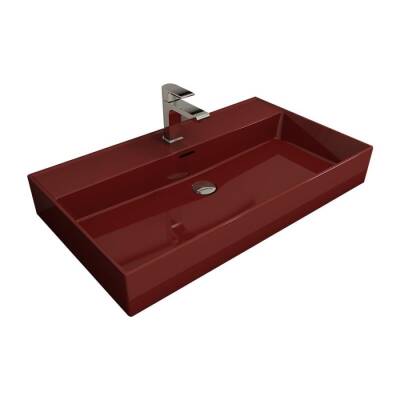 Bocchi Milano Tezgah Üstü Lavabo 80 cm Parlak Kırmızı 1377-019-0126 - BOCCHI
