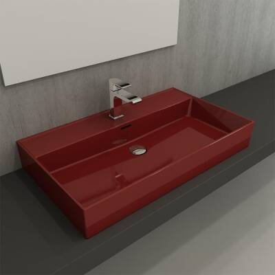 Bocchi Milano Tezgah Üstü Lavabo 80 cm Parlak Kırmızı 1377-019-0126 - BOCCHI (1)